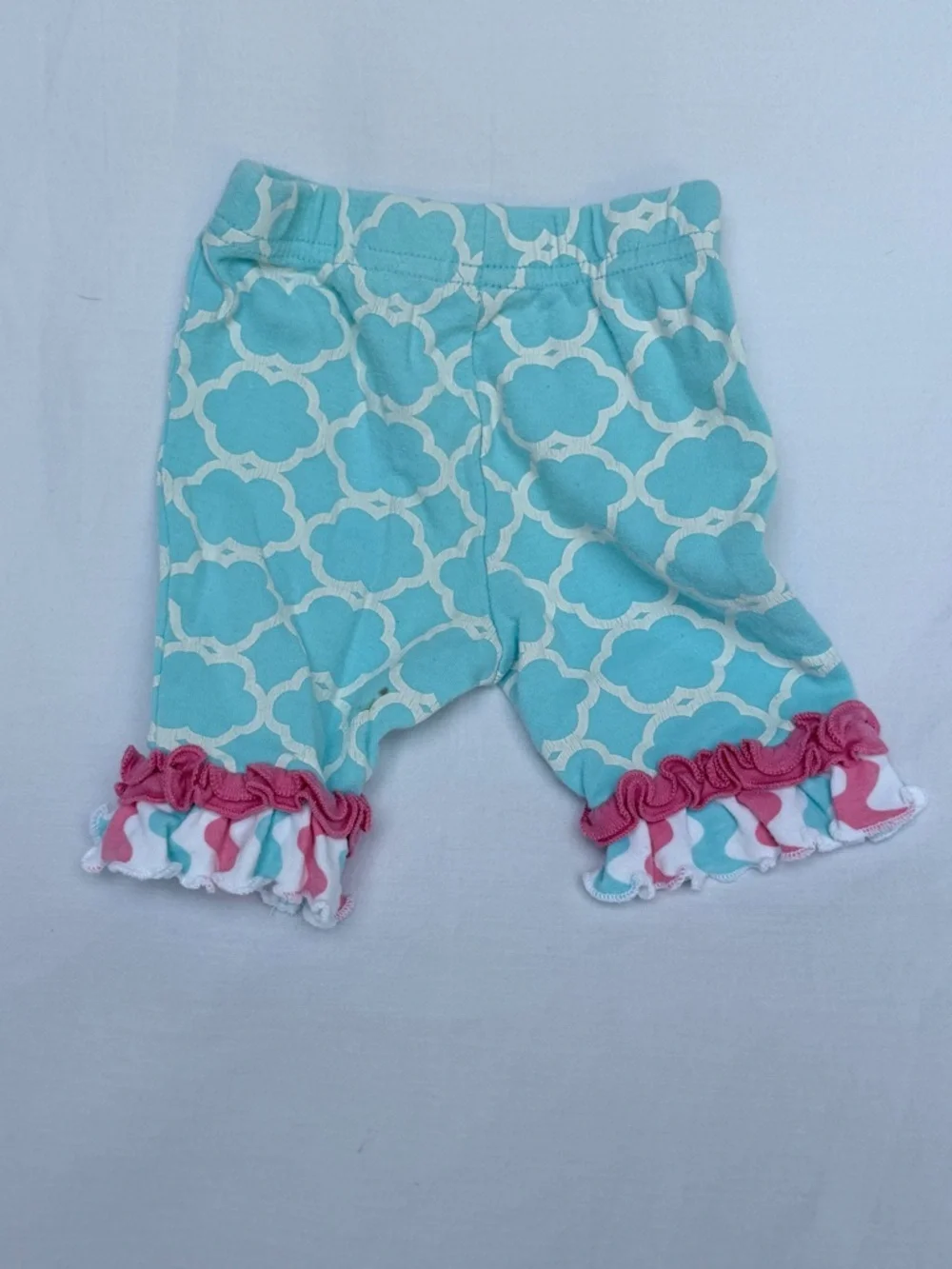 6 MTH Baby Essentials Pink and Aqua Ruffle Two-Piece Set